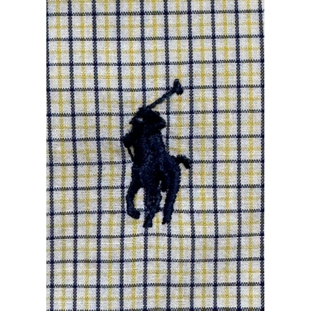 Ralph Lauren Andrew Mens Cotton Dress Shirtβ 16.5/34 Yellow Navy Blue Check